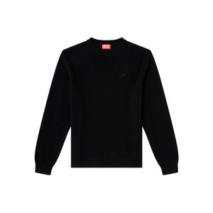 디젤 컷아읏 자수 로고 크루 넥 스웨터, 블랙계열, Standard S