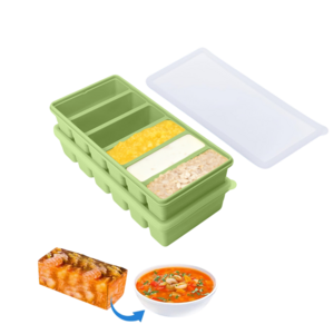 SMABAT 밀폐 실리콘큐브 2개세트 냉동 보관용기 얼음틀 실리콘 큐브 6구 1200ml, 600ml, 그린, 2개