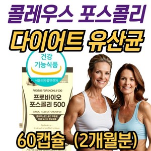 40대 중년 내장지방 뱃살 빼는법 콜레우스 포스콜리 17 종 유산균 다이어트 보조제 비피더스 락토박실러스 가세리 모유 유래 프로바이오틱스 포스콜린 단기간 30대 50대 남자 여성, 1개, 60회분