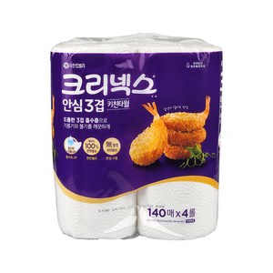 크리넥스 안심 3겹 뽑아쓰는 키친타올, 1개, 4개입