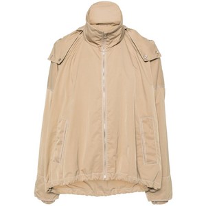 보테가 베네타 콘트라스트 스티치 후드 재킷, 베이지계열, M