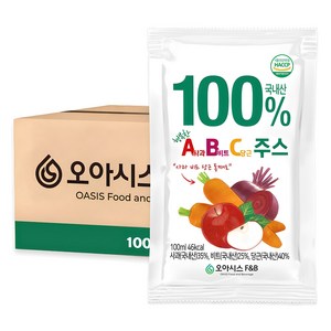 오아시스 국내산 ABC주스, 100개, 100ml