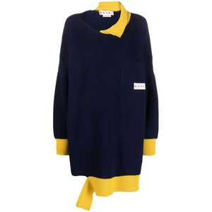 마르니 비대칭 언피니시드 에지 골지 스웨터, 블루계열+옐로우계열, Italy 38(KR 44-55)