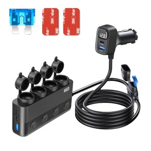 아림 차량용 스위치 4구 멀티 시거잭 소켓 초고속충전 120W 200W 4포트 볼트게이지 전압