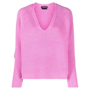 톰포드 V넥 골지 스웨터, 핑크계열, Standard XS