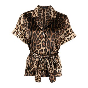 돌체앤가바나 레오파드 프린트 실크 셔츠, 브라운계열+블랙계열, Italy 42(KR 55)