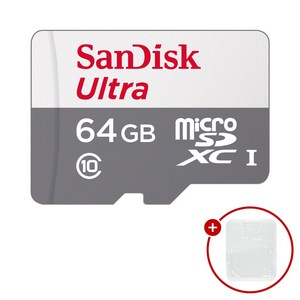 샌디스크 마이크로SD카드 울트라 SDSQUNR-64GB + SD카드 케이스, 1개, 64GB