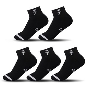 까스텔바작 쿠션 압박 단목양말 5족 세트 CSW-05, 블랙