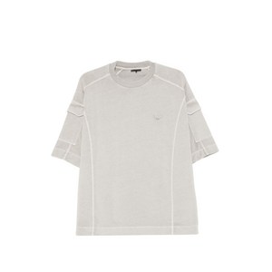 엠포리오아르마니 로고 자수 크루 넥 티셔츠, 그레이계열, Standard L(KR 100)