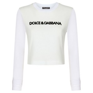 돌체앤가바나 logo-lettering long-sleeve T-shirt, 화이트계열, Italy 38(KR 33)
