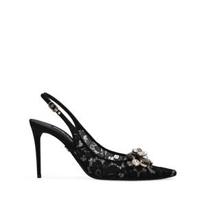 돌체앤가바나 크리스털 레이스 슬링백 펌프스, Europe 40(KR 270), 블랙계열