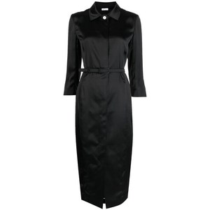 톰 브라운 벨트 웨이스트 새틴 셔츠 드레스