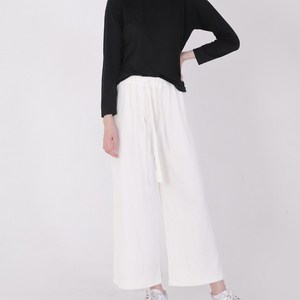 이푼아이 여성 골지 니트 와이드 팬츠 밴딩 바지