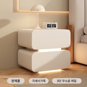한결퍼니쳐 센서등 침대협탁 사이드테이블 2단 서랍장 침실 협탁 거실 쇼파 모듈 침대, 4. 아이보리(40x40x48cm), 1개