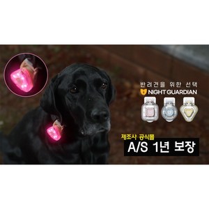 나이트가디언P 세모 반려견 야간 산책 LED 목걸이 USB 펜던트 방수 후레쉬 강아지 멍멍이 대형견, 핑크, 1개