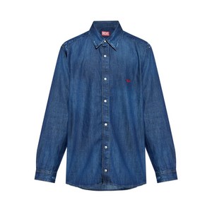 디젤 D-심플리 로고 자수 데님 셔츠, 블루계열, Standard XL(KR 110)