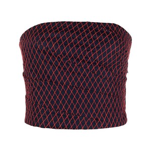 토리 버치 다이아몬드 스티치 랩 스타일 방도 탑, 블루계열+레드계열, US 6(KR M/L)