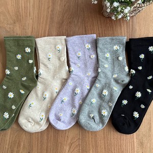 아트삭스 국산 여성용 뽀글이 꽃 무압박 귀여운 임산부 당뇨양말 5켤레 세트