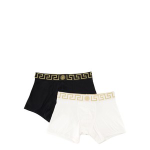 베르사체 그레카 보더 복서 브리프 2팩 세트, 화이트계열+블랙계열, Numeric 3