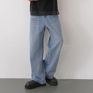 니드오브 남성 세미 와이드 청바지 워싱 데님 팬츠