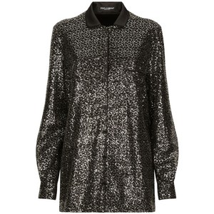 돌체앤가바나 새틴 칼라 시퀸 장식 셔츠, 블랙계열, Italy 40(KR 44)