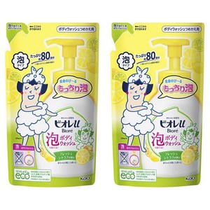 비오레 U 거품이 나오는 바디워시 프레쉬 시트러스 향 리필용, 480ml, 2개