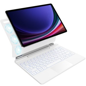 HOU 갤럭시 탭 호환 마그네틱 매직키보드 S10+ S9+ S8+ S7+ S9FE+ 12.4인치 S펜 수납 터치패드 플로팅 블루투스 키보드