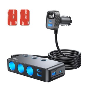 아림 차량용 개별 스위치 3구 멀티 시거잭 소켓 초고속충전 120W 200W 6포트 볼트게이지 전압 표시