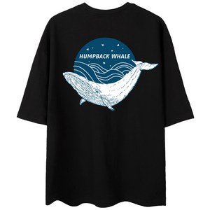 벤힛 남녀공용 통기성 웨일 오버핏 반팔티셔츠