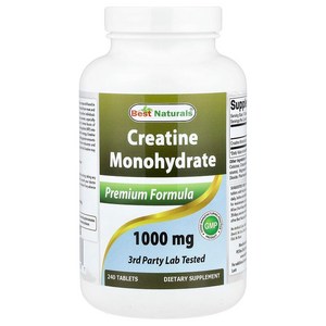베스트 내추럴 크레아틴 모노하이드레이트 1000 mg 240 태블릿, 240정, 1개