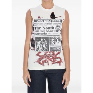 돌체앤가바나 프린트 민소매 탑, 화이트계열, Italy 44(KR 66)