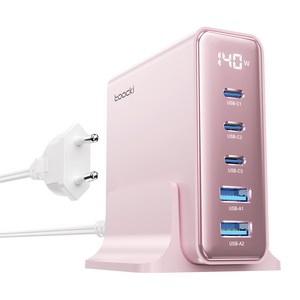 Toocki 투키 GaN 140w LED 디스플레이 3C2A 5포트 C타입 PD3.0 PPS 초고속 멀티충전기