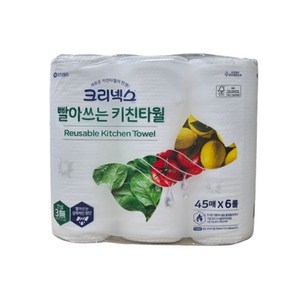 크리넥스 빨아쓰는 천연펄프 위생행주 화이트, 45매, 6개