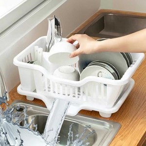 네오룸 수저통있는 자동 물빠짐 미니 식기 건조대, 1개, 화이트, 1단