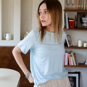 심플 라운드 모달 일자핏 반팔 티셔츠 10 color