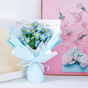 블루디 꽃다발 LED 졸업식 입학식 꽃 조화, 블루, 1개