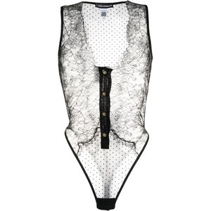 돌체앤가바나 돌체앤가바나 플런징 시스루 레이스 바디수트, 블랙계열, Italy 4