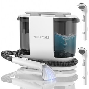 프리티케어 원터치 자동세척 패브릭 청소기 가정용 침구 소파 카페트 3중 클리닝 듀얼 탱크 분리형+초경량 디자인 하얀색