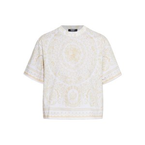 베르사체 바로코 프린트 티셔츠, 화이트계열+골드계열, Italy 38(KR 44)