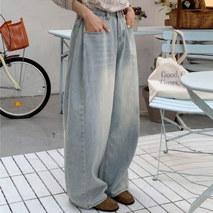 앤샵 [롱 숏 기장선택/빅사이즈~2XL] 여성용 트베리 워싱빈티지 벌룬 사이드절개 와이드 데님 청바지(4color)