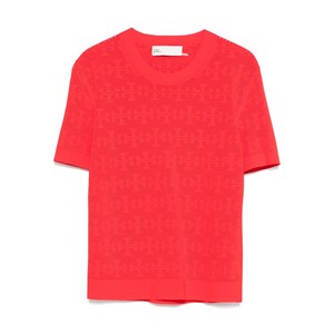 토리 버치 모노그램 반소매 티셔츠, 레드계열, Standard XS(KR XS/S)