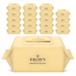 브라운 프리미엄 옐로우 아기물티슈 캡형