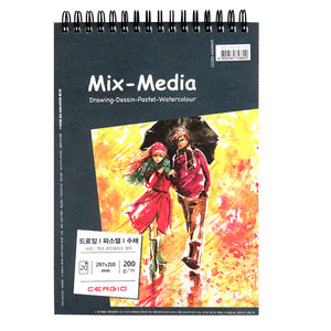 세르지오 믹스미디어 스케치북 200g -2종 드로잉 파스텔 수채, A5