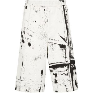 알렉산더맥퀸 아트 프린트 트윌 쇼츠, 화이트계열+블랙계열, Italy 52