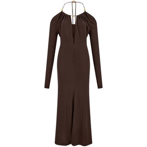 페라가모 오픈 백 크레이프 맥시 드레스, 브라운계열, Italy 42(KR 66)