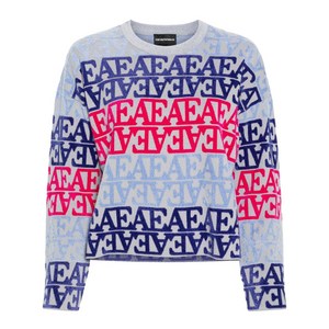 엠포리오아르마니 로고 플록 스웨터, 블루계열, Standard L(KR 77)