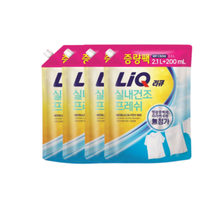 리큐 진한겔 꿉꿉한 냄새 원인물질 싹 일반드럼겸용 프레쉬 런드리향 액상세제 리필, 2.1L, 4개