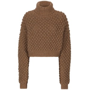 돌체앤가바나 터틀 넥 크롭 스웨터, 브라운계열, Italy 40(KR 44)