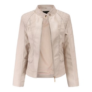 봄가을 여자 빅 사이즈 하이넥 PU 가죽 재킷 Women's Jacket 뉴타임즈 V484Y103