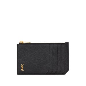 생로랑 로고 장식 집업 카드홀더